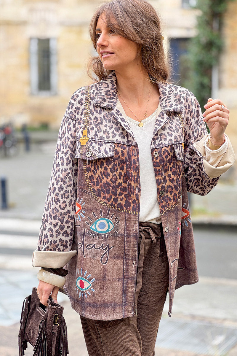 Leopard Print All-Seeing Eye Shirt Jacket
