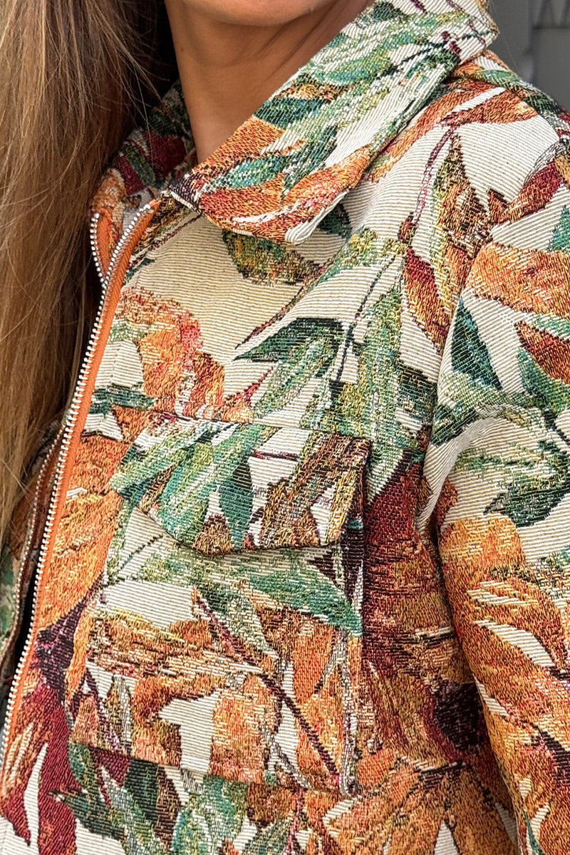 Cream Sunflower Tapestry Zip-Up Jacket