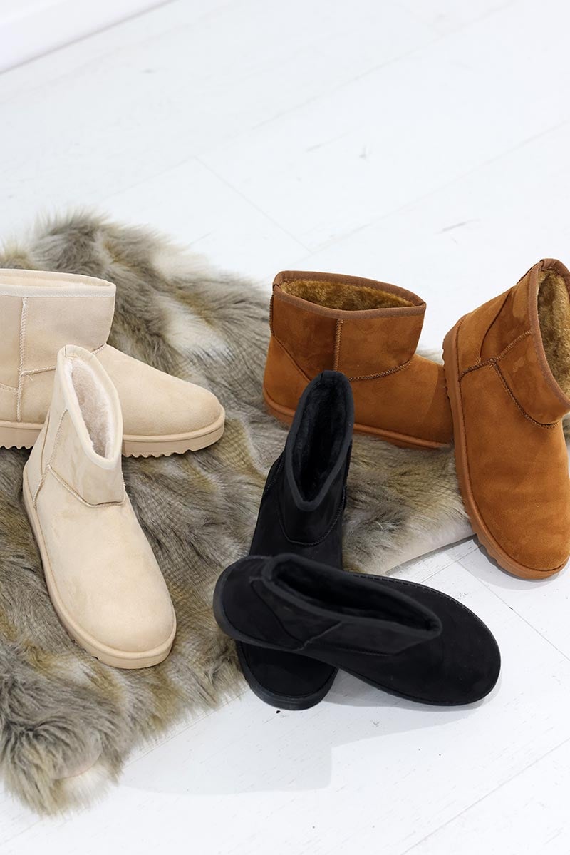 Camel suedette comfort ankle booties