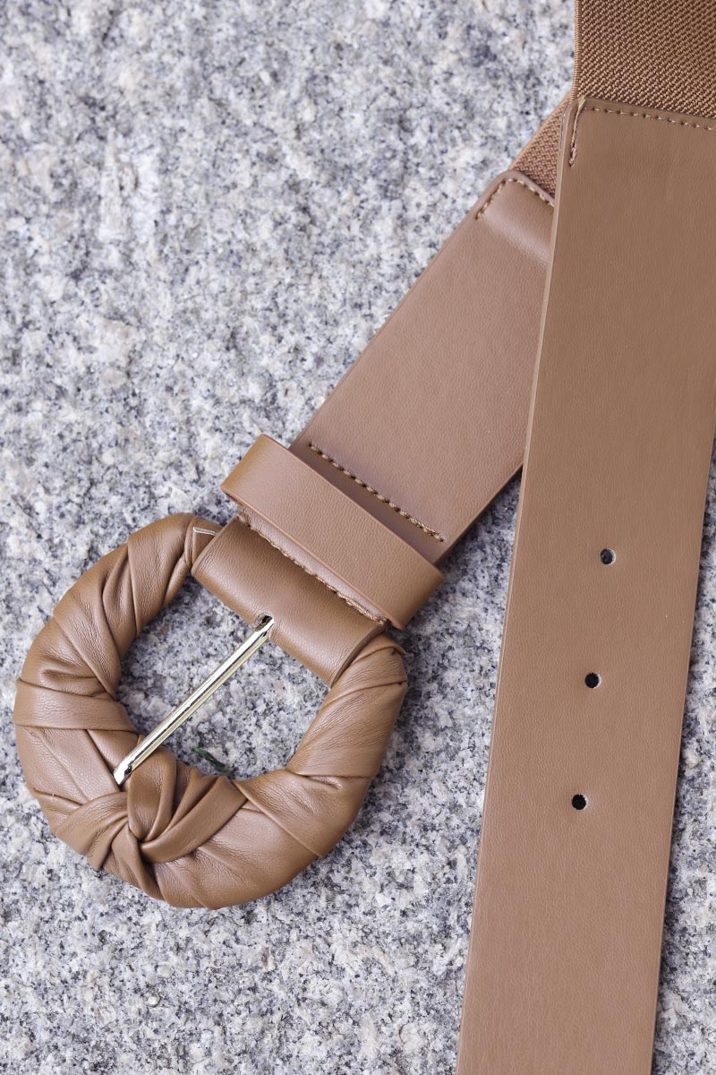 ceinture pour femme boucle cuir torsade couleur taupe G118