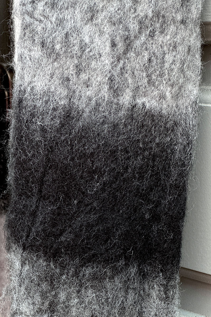 Gray Colorblock Fringe Scarf