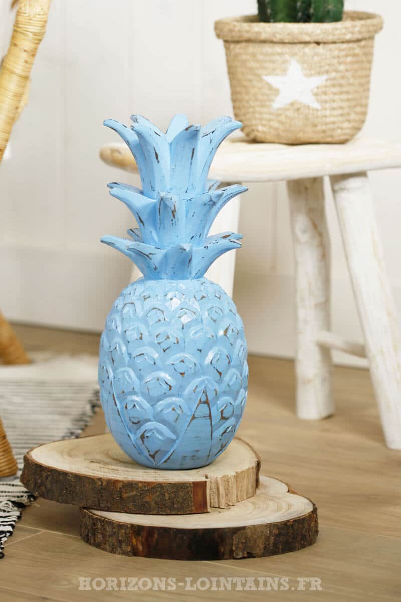 grand ananas bois couleur bleu décoration intérieure