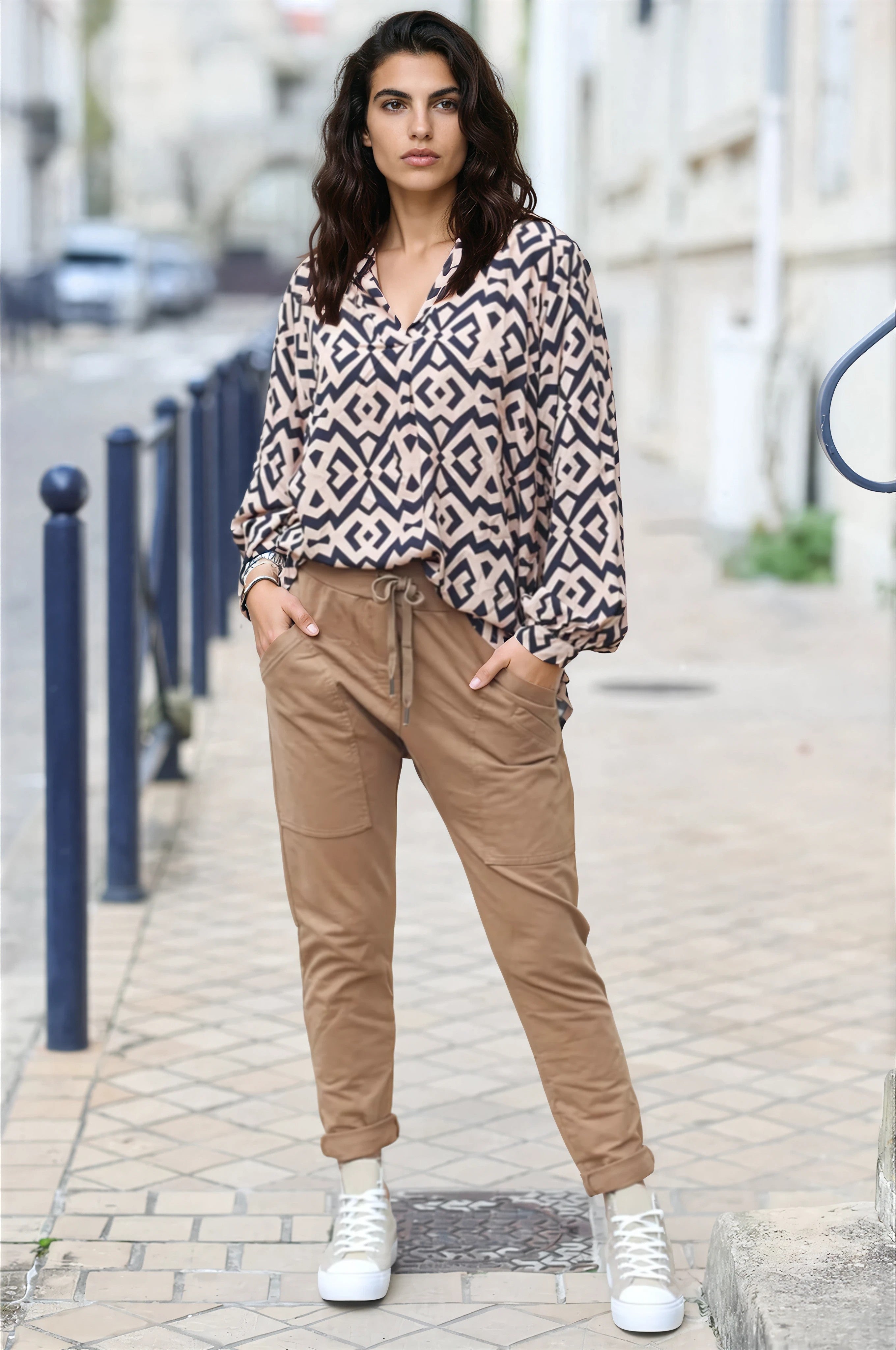 Pantalon de jogging café urbain à poches