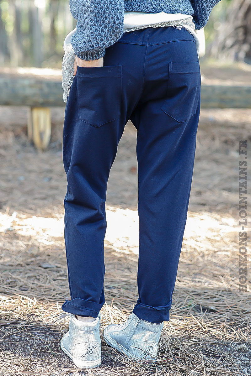 Pantalon de jogging urbain à poches pour femme bleu marine - Horizons  Lointains