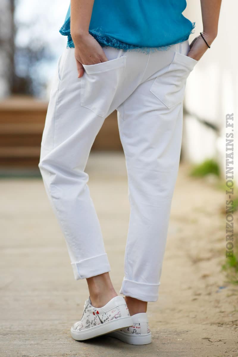 Pantalon de jogg blanc urbain à poches