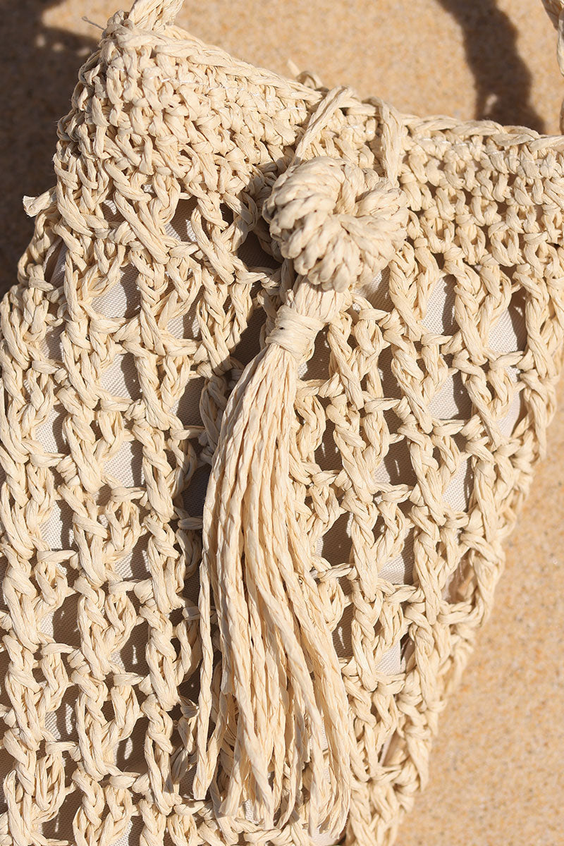 Raffia crochet crossbody pouch