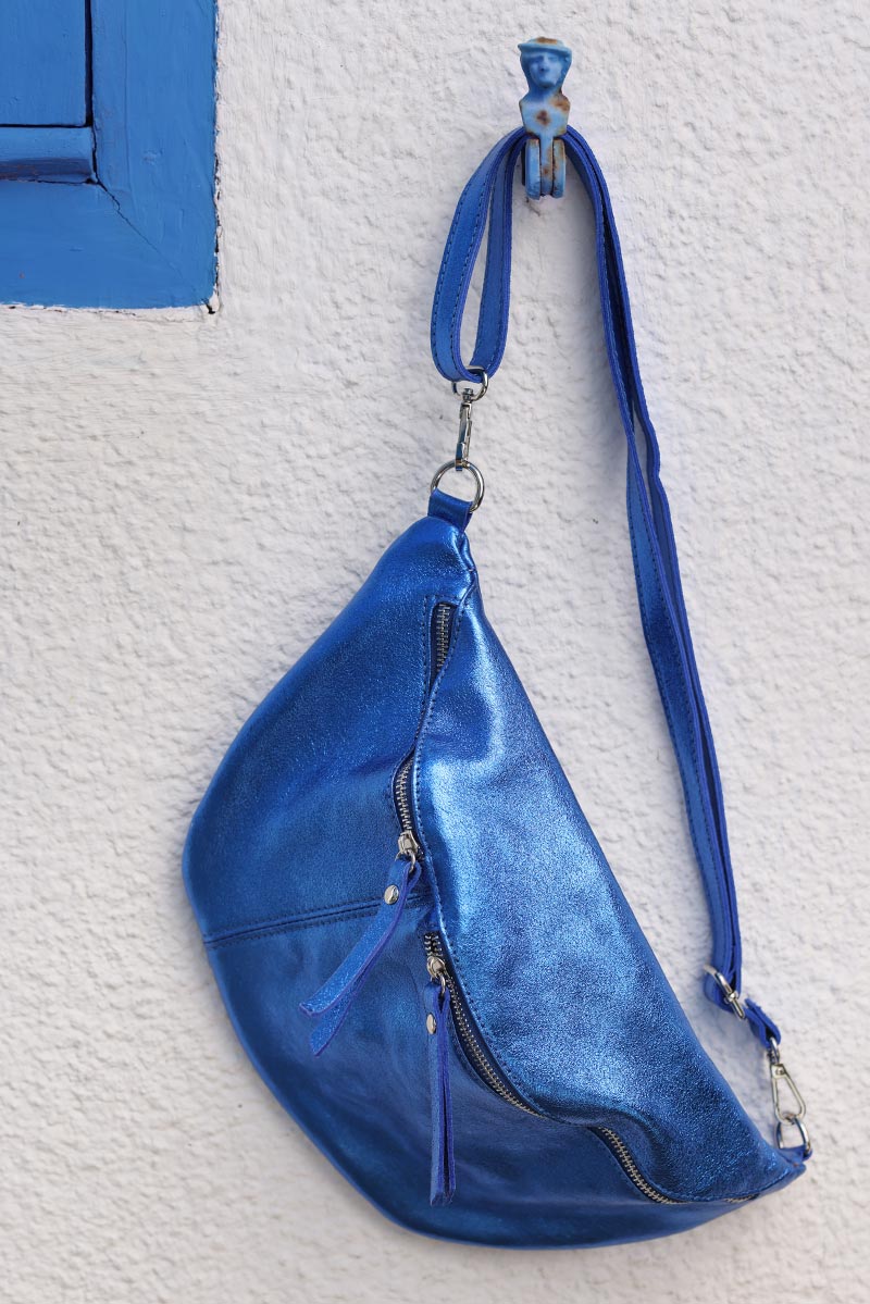 sac banane colorée bleu roi paillettes pochettes tendance pour femme H004